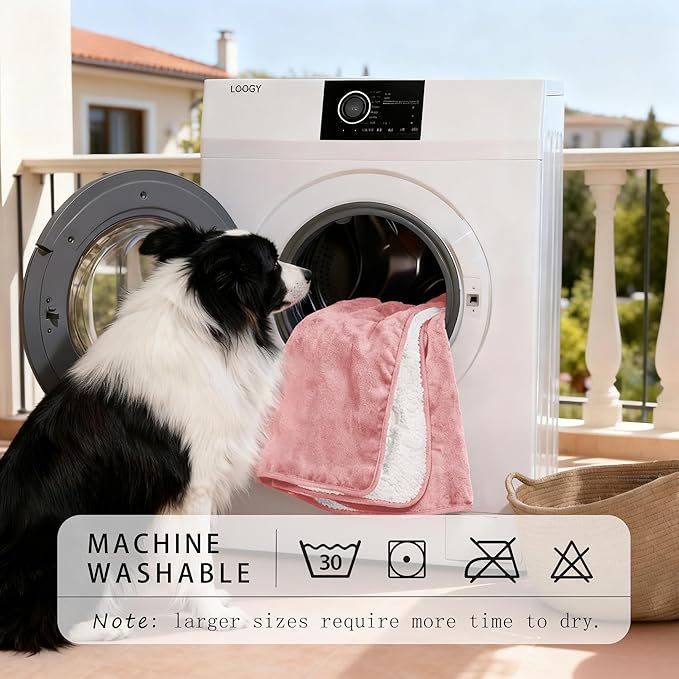 Smiry Waterproof Dog Bed Blanket, Leakproof Pet Throw Blanket for Bed Couch Sofa, Reversible Sherpa Fleece Furniture Protector Cover for Small Medium Large Dogs Cats (Dusty Pink, 32x40 inches)