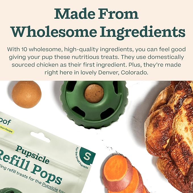 WOOF Pupsicle Refill Pops, Delicious Long Lasting Dog Treats, Pre-Made Pupsicle Refills for Dogs, Wholesome Ingredients, Low-Mess Chicken Pet Treats - Small Pops - 10 Count - 3 Pack