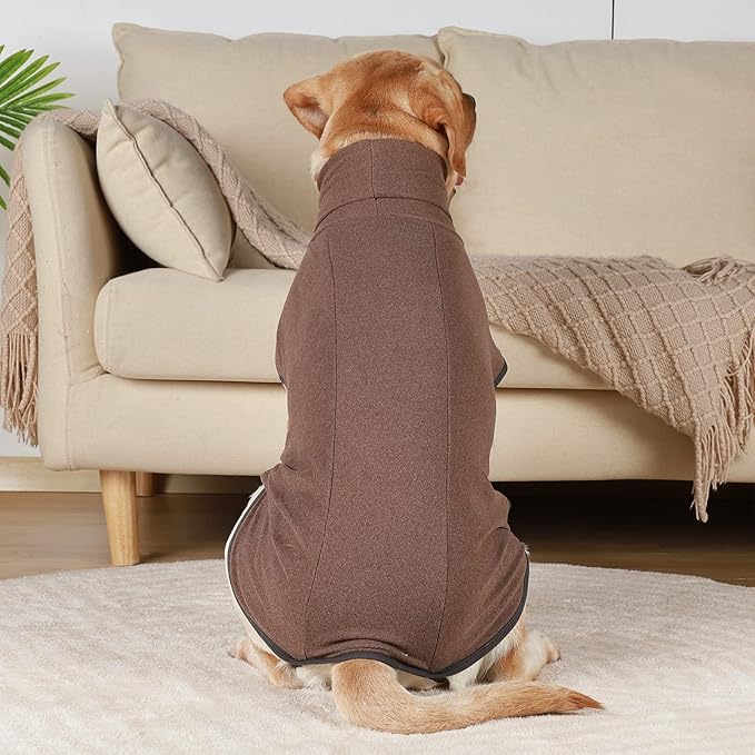 ROZKITCH Dog Winter Coat Soft Pullover Pajamas, Pet Windproof Warm Cold Weather Jacket Vest Cozy Onesie Jumpsuit Apparel Outfit Clothes for Small, Medium, Large Dogs Walking Hiking Travel Sleep Brown