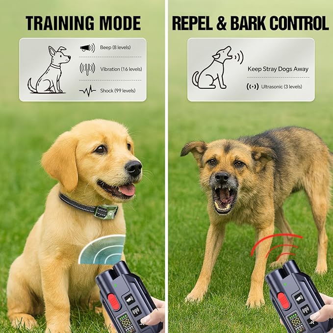 Dog Shock Collar with Remote – 3300ft Range, Waterproof & Rechargeable, Adjustable Beep, Shock, Vibration & Ultrasonic Modes, Dog Training Collar for Obedience & Behavior Control, Navy Blue