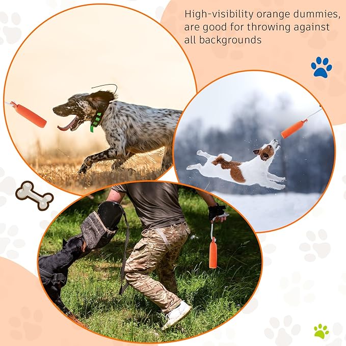 2 Pcs Dog Bumpers Canvas Training Dummy Hunting Dog Training Toys for Easy Throwing (Not Chew Toys)(Orange,7.1 x 1.6 Inches)