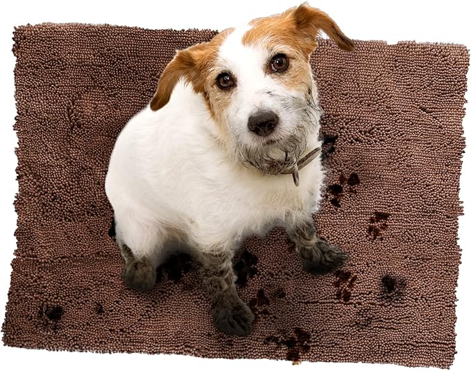 Soggy Doggy Doormat Plain Solid Color Design - Ultra Absorbent Microfiber Chenille Wet Dog Mat for Muddy Paws - Non-Slip and Machine Washable (Dark Chocolate, Large 26” x 36”)