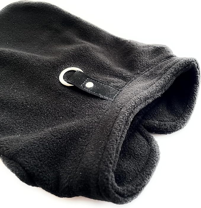 JACKO & CO - Fleece Vest Dog Sweater with Leash Ring - Soft, Warm & Lightweight Pullover Coat for Small & Medium Dogs, Puppies & Cats - Cozy Fall/Winter/Spring Pet Jacket (Black, Large 10-16lbs)