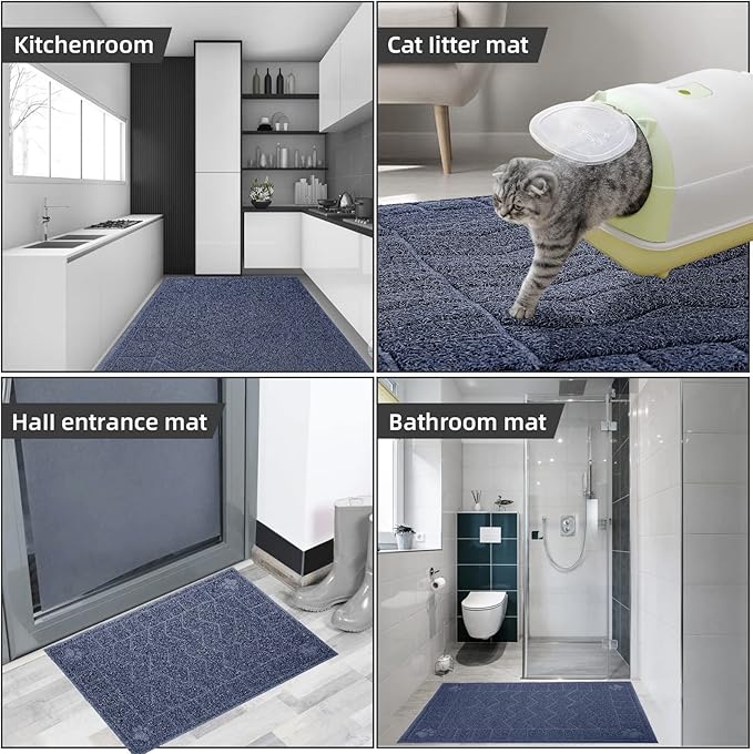 Cat Litter Mat, Litter Trapping Mat Soft on Kitty Paws, 35" x 26" Kitten Litter Box Mat for Cleaner Floors, Waterproof, Easy Clean, Durable Large Size Cat Litter Pad for Kitten