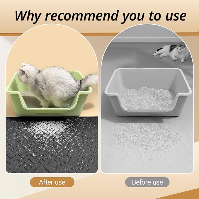 Cat Litter Mat 28"x20" – Large Silicone Litter Trapping Mat, Waterproof, Non-Slip, Easy to Clean, Soft & Durable Floor Mat for Cats & Pets