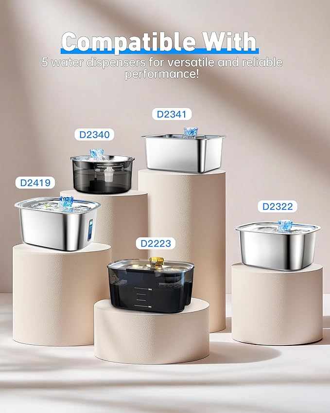 (4 Pack) Dog Water Fountain Filters-Replacement Filters for Lesotc Dog Water Bowl Dispenser, High-Efficiency Activated Carbon Cartridges for Safer, Cleaner Pet Drinking