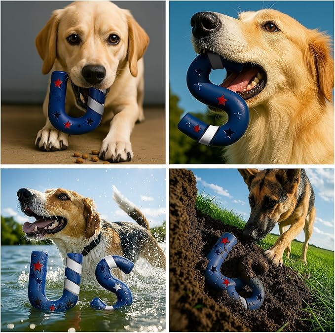 American Playtime Dog Chew Toy, Blue 6" in 2 Pack Interactive Outdoors Toys for Aggressive Chewers for Treat-Filling Capabilities and Tug of War Dog Toy, Tough Toys for Medium,Large Dogs
