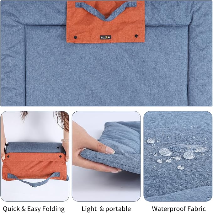 KHONSU PET Dog Travel Mat for Camping Portable Waterproof Lightweight & Outdoor Easy Clean Pad Foldable into Compact Carry Bag (Large Sized up to 65 lbs)