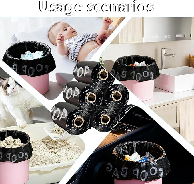 100% plant-based Dog Poop Bags Rolls, ASTM D6400 & EN 13432 Compliant, 240 Poop Bags including dispenser, 13 in × 9 in black poop bags for dogs, Super thick 100% leak proof