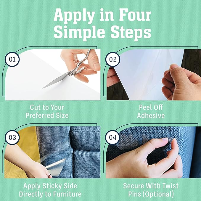 Stelucca Amazing Shields Anti Cat Scratch Furniture Protector - 18 Pack 17” by 12” Couch Protector from Cat Claws w/Twist Pins - Strong, Clear, Easy-to-Apply Scratching Deterrent and Shield for Sofa