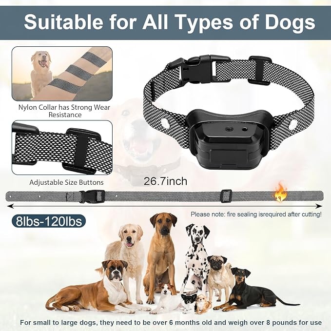 Citronella Training Collar for Dog [No Refill] Spray Dog Training Collar with Beep/Vibration/Spray 4 Mode & 6 Adjustable Sensitivities Bark Collar, IPX7 Waterproof Safer Bark Collar for L/M/S