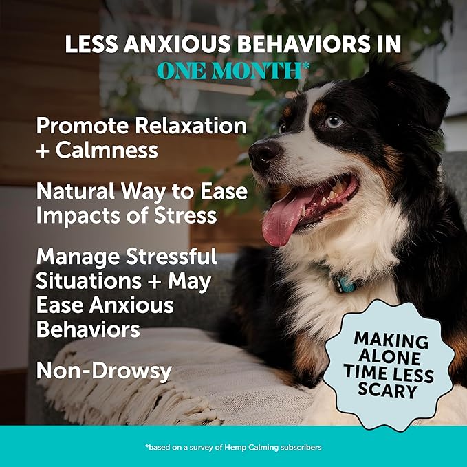 Natural Hemp Calming Chews for Dogs - Calming Aid Supplement for Occasional Anxiousness with Valerian Root, Chamomile, + Magnesium - Stress, Separation & Thunder Support - (Chicken, 180 Count)