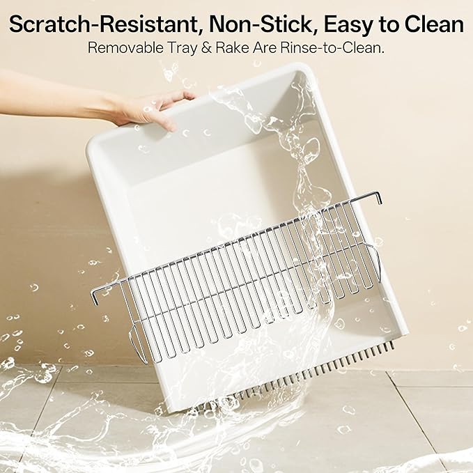 Self Cleaning Cat Litter Box, Open-Top Automatic Litter Box for Multiple Cats, Weight Sensors Safety Protection, Smart APP Control, Odor-Free Waste Disposal, Works with Bentonite Mineral Litter