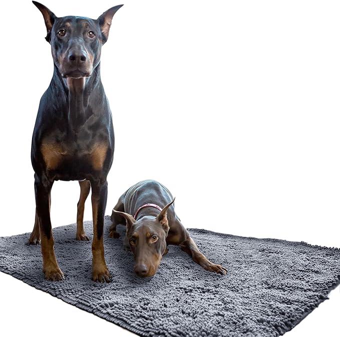 Soggy Doggy Doormat Plain Solid Color Design - Ultra Absorbent Microfiber Chenille Wet Dog Mat for Muddy Paws - Non-Slip and Machine Washable (Grey, Extra-Large 36” x 60”)