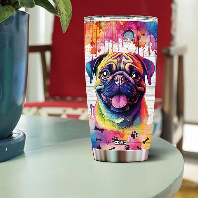 Gifts for Pug Lovers 20 Oz Stainless Steel Tumbler Travel Coffee Mug Gift Ideas for Pugs Dog Lovers Owners Funny Facts Water Bottle