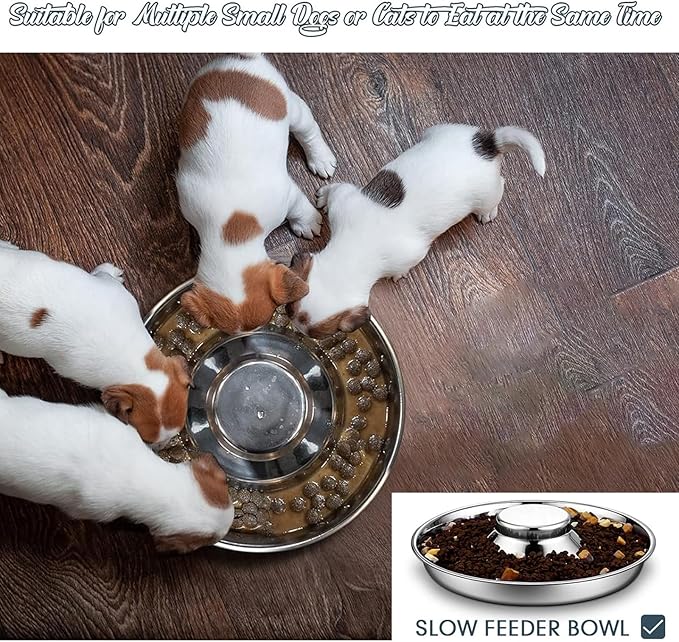 Zopeal 6 Pcs Stainless Steel Puppy Bowls 8.7" Small Dog Bowls for Food and Water, Multiple Mini Puppy Cat Feeding Bowl Weaning Slow Feeder for Litters, Small Dogs, Cat, Pets