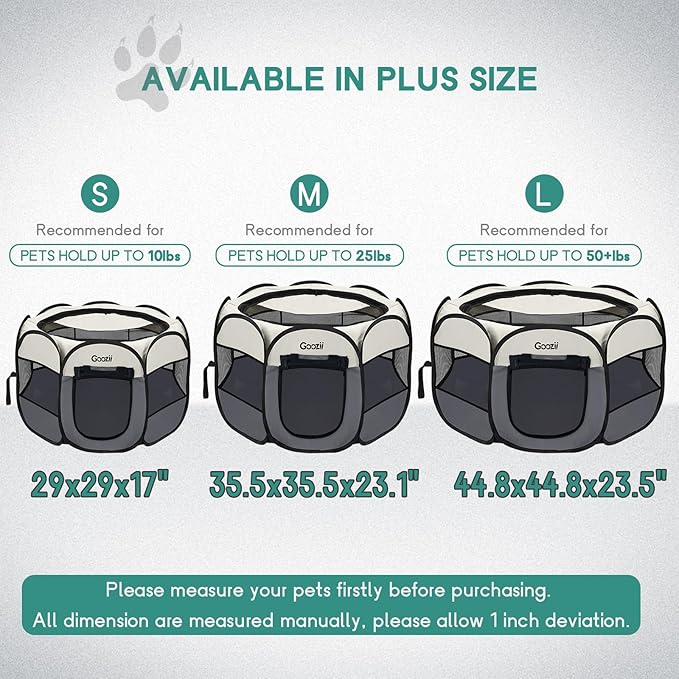 Pet Cat Playpen for Indoor Cats Enclosed, Puppy Dog Play Pen for Outdoor Travel Camping (Large Size, Beige & Dark Grey)