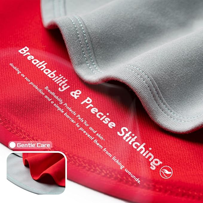 Koneseve Dog Shirt Soft Clothes Stretchy Tee for Medium Large Dogs 2-Pack Sunny Red & Smoky Blue 4XL