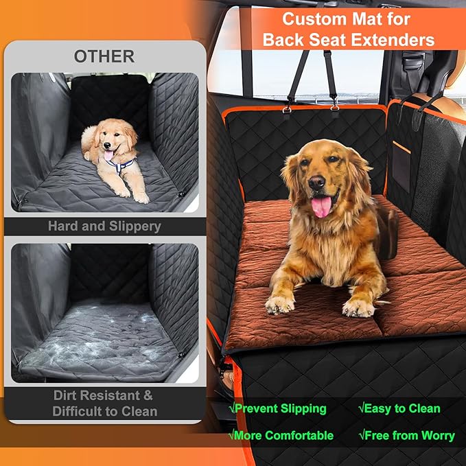 Car Backseat Dog Mat, Comfortable Non-Slip Cushion Suitable for Travel Dog Bed and Pet Home Sofa Blanket, Custom Mat for Car Backseat Extender and Seat Cover (Brown 51.2x23.6in)