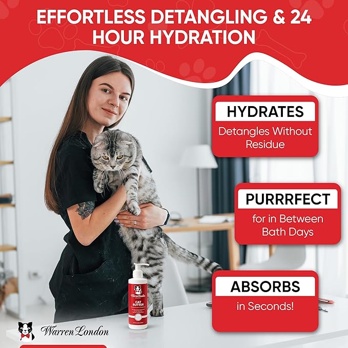 Warren London Ultimate Cat Grooming Gift Box – 5-in-1 At-Home Spa Kit with Detangler Spray, Hydrating Butter, Waterless Dry Shampoo, Self-Cleaning Pin Brush & Nail Clippers, $70 Value