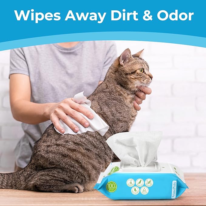 PrimePets Dog Wipes for Paws and Butt, 300 Count, 8" x 6" Pet Grooming Wipes for Dogs Cats Cleaning Deodorizing, Unscented Dog Paw Wipes, Puppy Wipes for Face Bum Eyes Ears Teeth