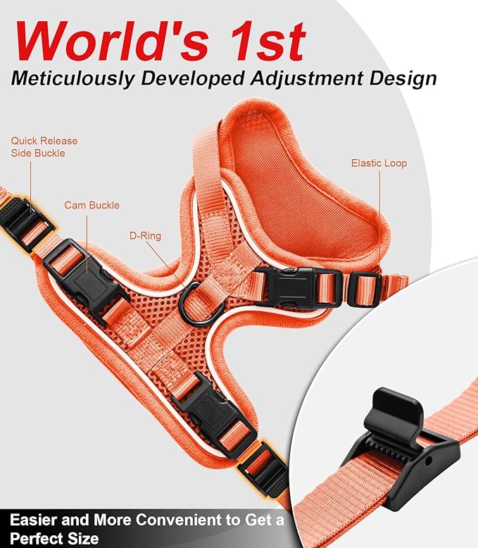 Cat Harness and Leash for Walking Escape Proof Soft Adjustable Cat Leash Breathable Comfortable Vest Easy to Wear Kitten Harness for Outdoor Travel Orange XS