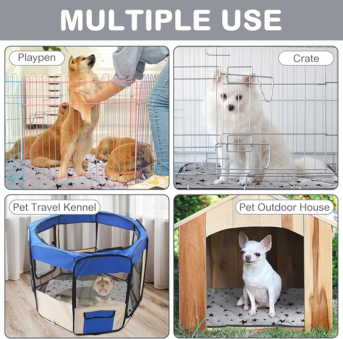 Namalu 4 Pack Self Warming Cat Bed Self Heating Cat Mat Star Pattern Soft Dog Crate Pad Thermal Pet Mat Anti Slip Kennel Dog Washable Warming Bed for Outdoor Indoor(20 x 27.5 Inch,Gray)