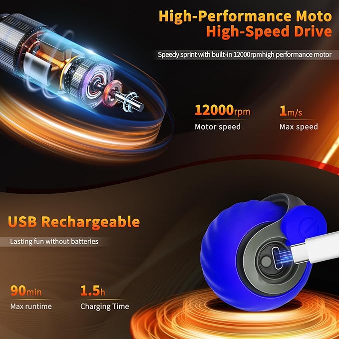 Interactive Cat Toy Ball-Motion-Activated Rolling Toy with 2 Feather Tails, 2 Speeds, USB Rechargeable, Smart Indoor Cat Toys to Keep Cats Active, Happy and Entertained (Blue)