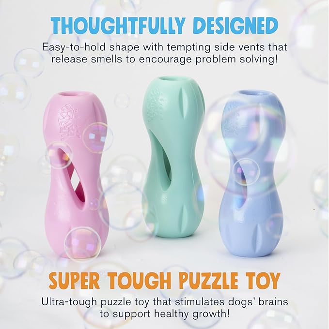 WEST PAW Zogoflex Qwizl Dog Puzzle Treat Toy – Interactive Chewing for Dogs – Dispenses Pet Treats – Brightly-Colored Dog Enrichment Toy for Aggressive Chewers, Fetch, Catch, Small 5.5", Mint