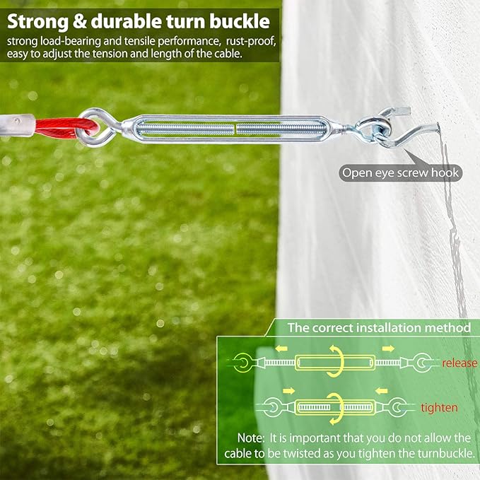 Dog Tie Out Runner with Heavy Duty Aerial Trolley System for Small to Large Dogs - 100ft Run Cable Zipline with 10ft Cable Great for Yard Camping Outdoor