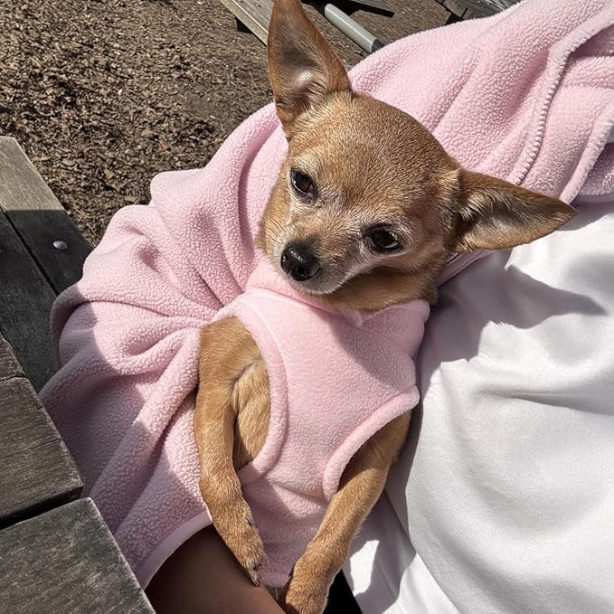 JACKO & CO - Fleece Vest Dog Sweater with Leash Ring - Soft, Warm & Lightweight Pullover Coat for Small & Medium Dogs, Puppies & Cats - Cozy Fall/Winter/Spring Pet Jacket (Pink Lemonade, XL 17-25lbs)