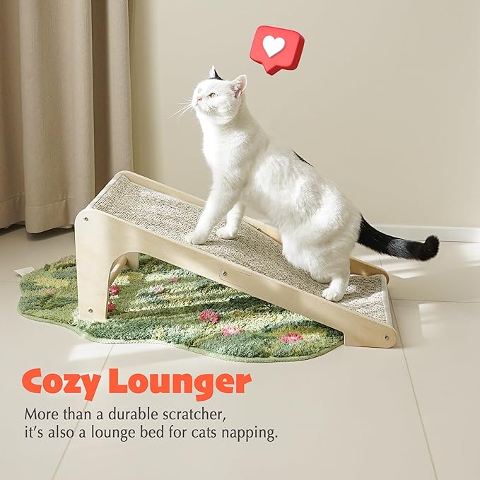 PETKARAY Sisal Cat Scratcher Ramp, L Shaped Scratching Post and Scratch Pad for Indoor Cats, Wall Furniture Protector(Chevron)