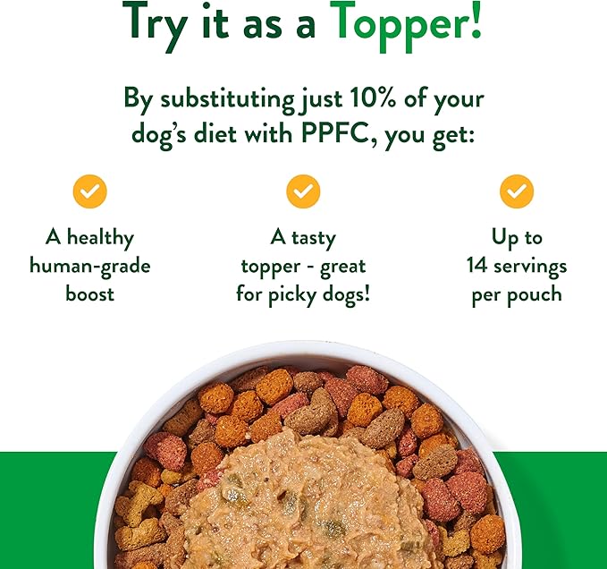 Portland Pet Food Company Fresh Dog Food Pouches - Human-Grade Toppers Wet Meal & Mixers - Grain-Free Limited Ingredient Grandma Ada's Turkey & Yams - Small & Large Breed Puppy & Senior Dogs - 5 Pack