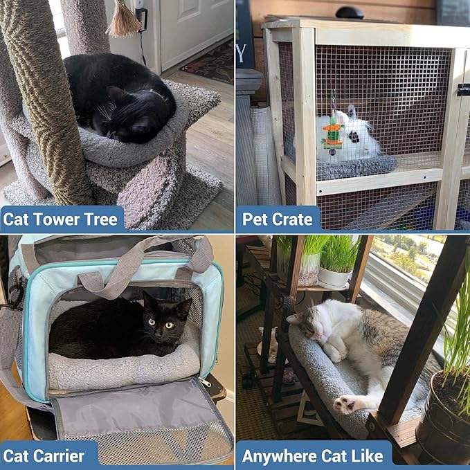 PETLESO Cat Bed Mat with Surrounding Pillow, 22" x 16" Plush Cushion for Small to Meidum Dogs & Cats Sleeping, Indoor Pet Beds Furniture Carrier Crate Anti Skid Pad, Washable, Medium