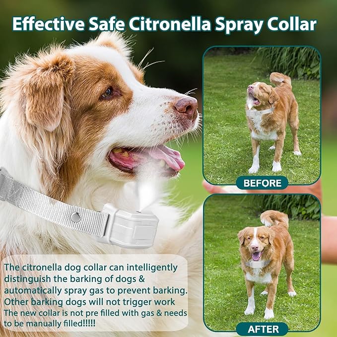 Citronella Dog Bark Collar [NO Spray Refill] Spray Dog Training Collar, Citronella Dog Barking Collars, Anti Barking Spray Collar for L/M/S Dogs