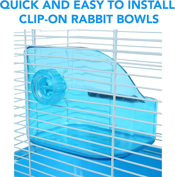 (2 Pack) 5" x 3-3/4" x 4" CalPalmy Food and Water Bowl for Rabbit, Chinchilla, Guinea Pig - The Best Tip-Proof, Clip-On Food Dishes for Rabbits and Small Pets