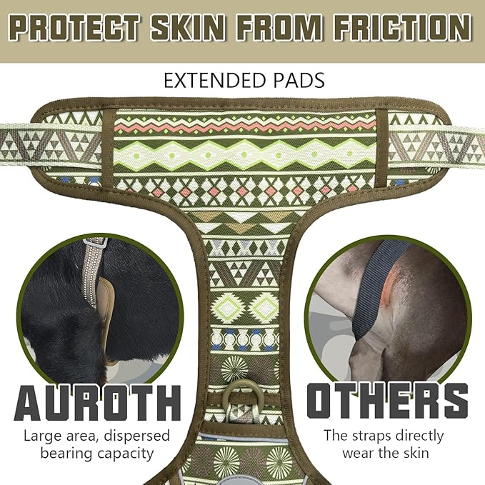 AUROTH Tactical Dog Harness for Large Dogs No Pull Adjustable Pet Harness Reflective K18 Working Training Easy Control Pet Vest Military Service Dog Harnesses