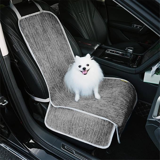 FUNNYFUZZY Chenille Dog Car Seat Cover for Front Seat,Waterproof, Scratchproof Car Seat Protector for Dogs Nonslip,Pet Seat Covers for Cars,Trucks and SUVs,Single Seat,Grey(18.1"Lx 17.7"W x 21.3"H)