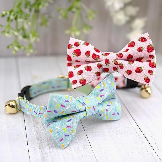 Ultra Joys Boy & Girl Cat Collar Kitten Collar with Bells & Bowtie Birthday Small