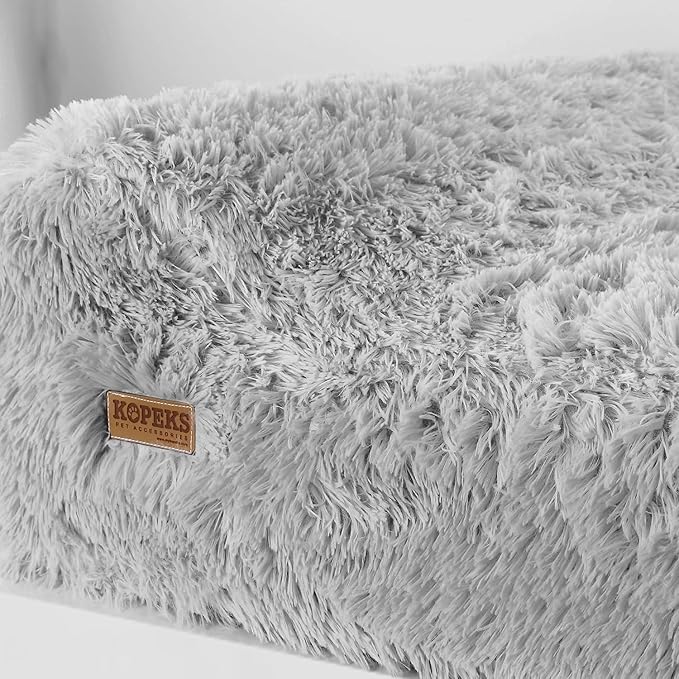 KOPEKS Dog Bed Chew Proof Replacement Cover Memory Foam Beds - Extra Large (Jumbo Size) - Fluffy Grey