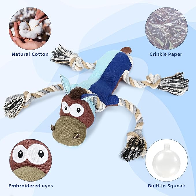 IOKHEIRA Dog Toys for Aggressive Chewers,Tough Indestructible Dog Toys,Squeaky Toys for Large Dogs,Durable Dog Chew Toys (Navy Blue)