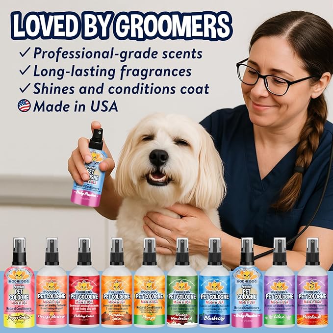 Bodhi Dog Premium Dog Cologne - Deodorizing Dog Perfume & Conditioner for Dogs & Cats - Natural Long Lasting Spray - Keeps Pets Fresh All Day - Gentle & Safe Formula, Made in USA (Baby Powder 4 Fl Oz)