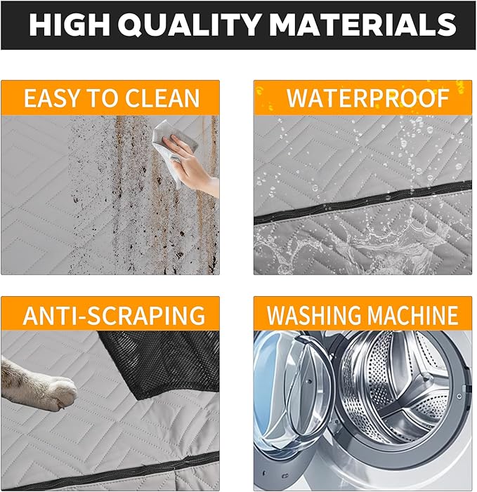 Dog Back Seat Extender & Car Seat Cover - Upgraded PU Leather, Hard Bottom Holds 400lbs, Waterproof Anti-Scratch Dog Hammock for Cars, SUVs, Trucks | Easy to Clean + Pets Safety Belt (GRAY-L)