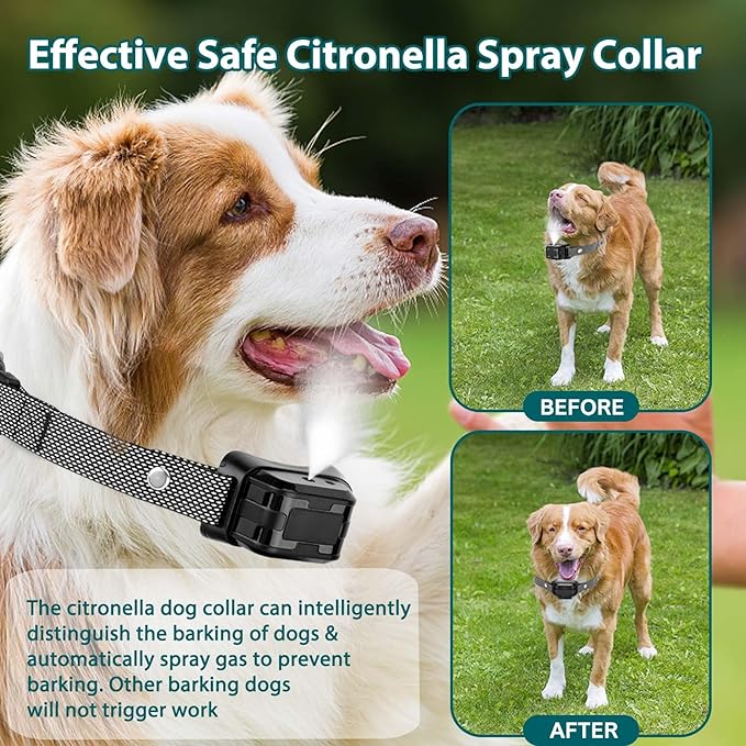 Citronella Bark Collar for Dogs, [No Spray Refill] Spray Dog Training Collar, Humane Citronella Dog Barking Collars, Safer Anti Barking Collar for L/M/S Dogs