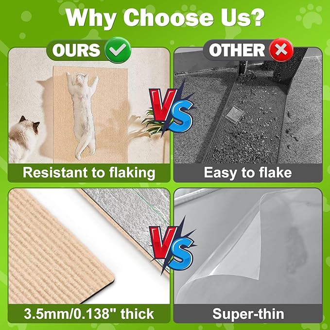 196.8x15.8 Cat Wall Scratcher Mat with Nano Tape,Anti Cats Scratch Furniture Couch Carpet Corner Protector for Indoor,Trimmable Cat Scratching Pad Board Sofa Replacement