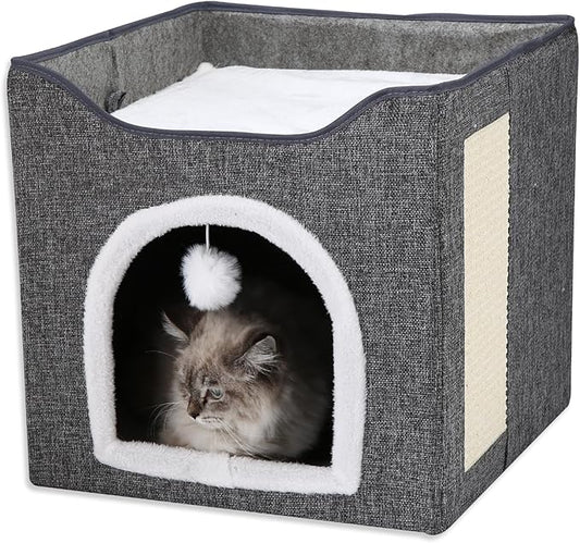 Cat Cave Bed for Indoor Cats – Cozy Felt Cat House, Warm & Soft Pet Cave for Kittens, Small Cats, Rabbits & Puppies – All-Season Cat Hideaway with Spacious Interior & Modern Design