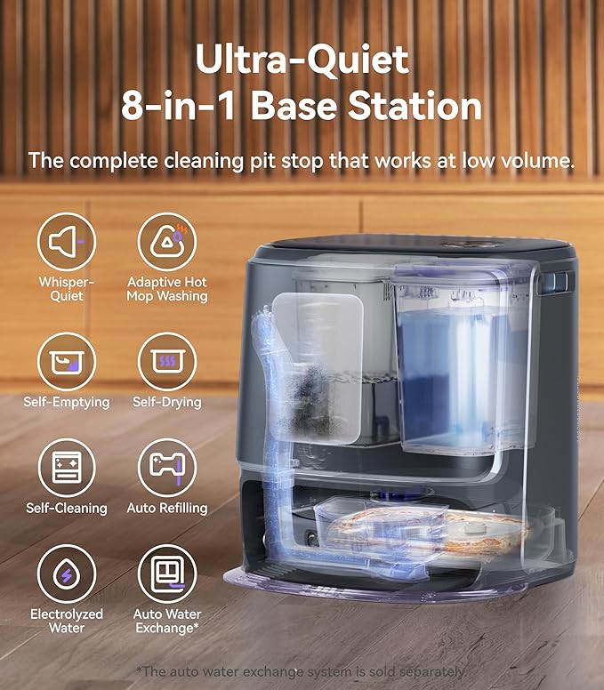 NARWAL Freo Z Ultra Robot Vacuum and Mop Combo, Dual RGB Cameras and Chips, AI Avoidance, 12000Pa Suction, Real-Time Decisions, Adaptive Hot-Water Self Wash & Self Emptying, Pet Hair, Quiet, Grey