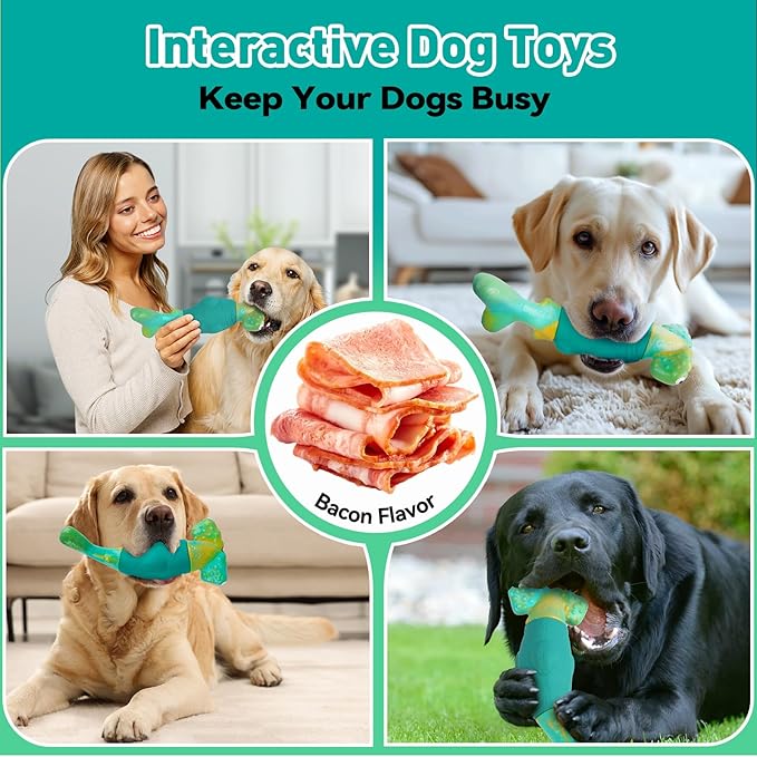 Dog Toys for Aggressive Chewers, Interactive Dog Chew Toys for Large Dogs, Squeaky Chew Toys to Keep Them Busy, Tough Toys for Medium/Large Breed (Green)
