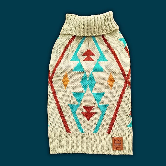 Cozy Acrylic Dog Sweater for Outdoor Adventures—Breathable & Insulating Knit—Classic Fit—Backpacking Gear for Dogs—Dog Hiking Gear—Dog Camping Gear (Medium, Indigenous)