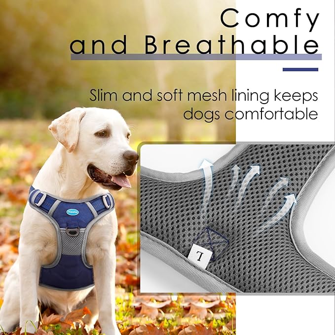 ThinkPet No Pull Harness Breathable Sport Vest with Handle-Dog Harnesses Reflective Adjustable for Medium Large Dogs